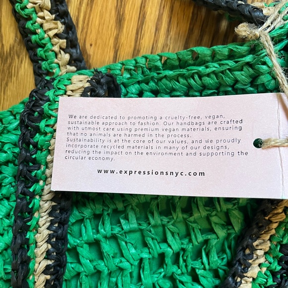 NWT E N EXPRESSIONS Woven Boho Tote Bag Vegan - Picture 6 of 13